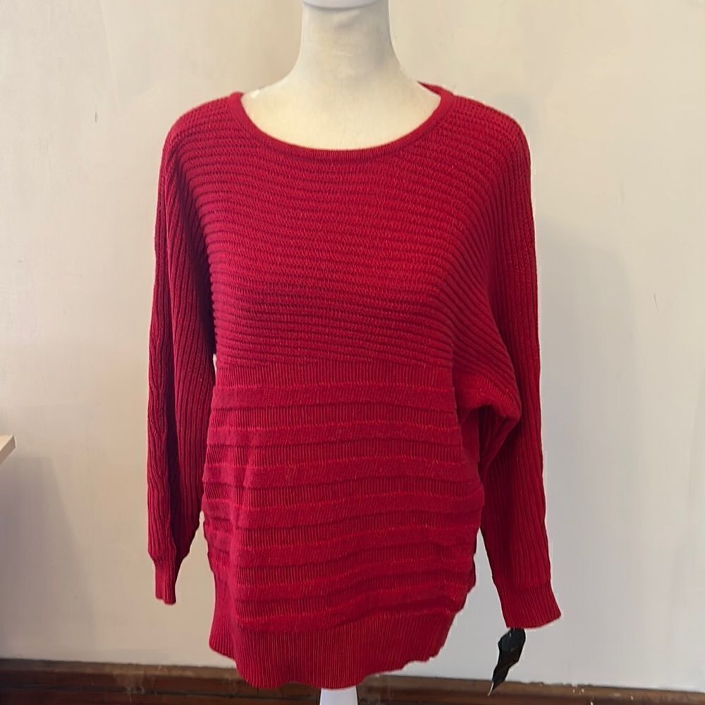 Alfani red long sleeve sweater with gold shimmer Size SP New